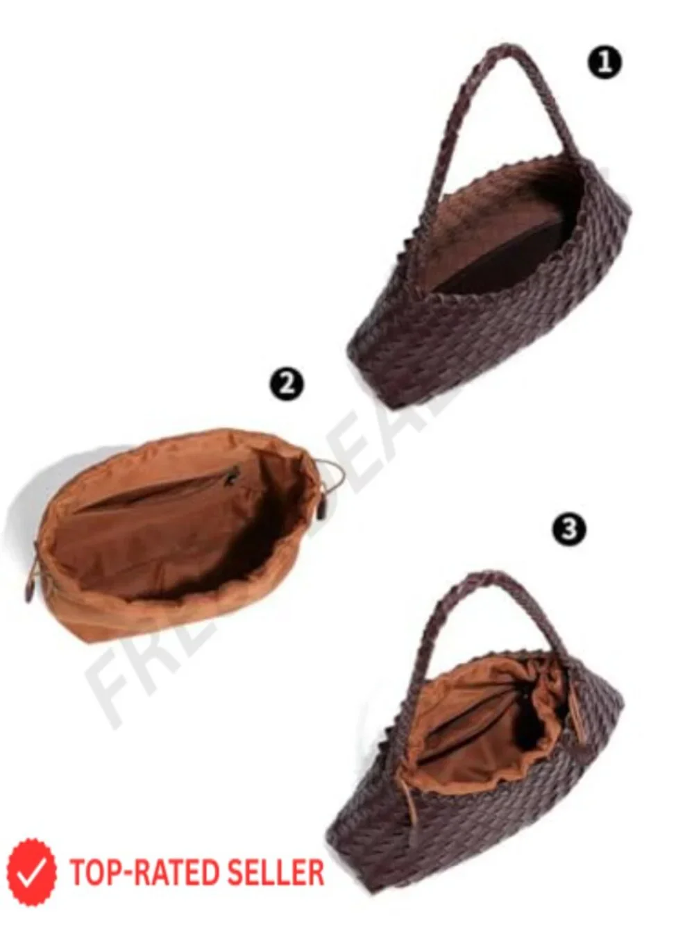 Woven Hobo Bags Women Trendy Suede Bucket Purse Shoulder Bag Tote Handbag